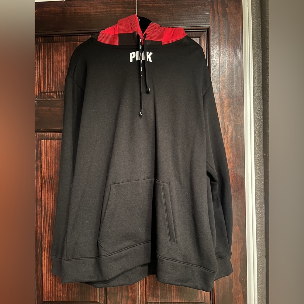 PINK Victoria's Secret Black and Red Sweatshirt Hoodie